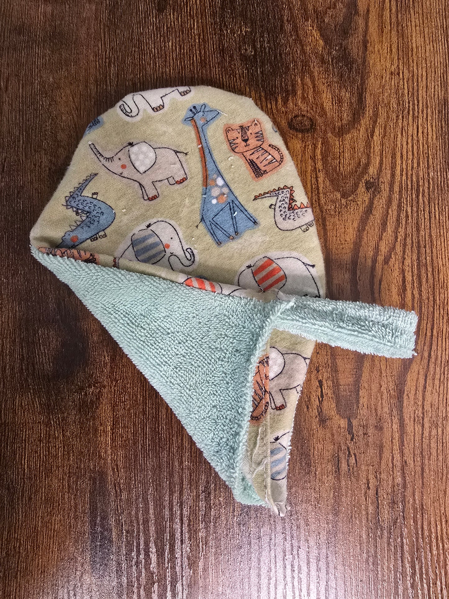 Reversible Hooded Baby Towel and Bathing Mitt