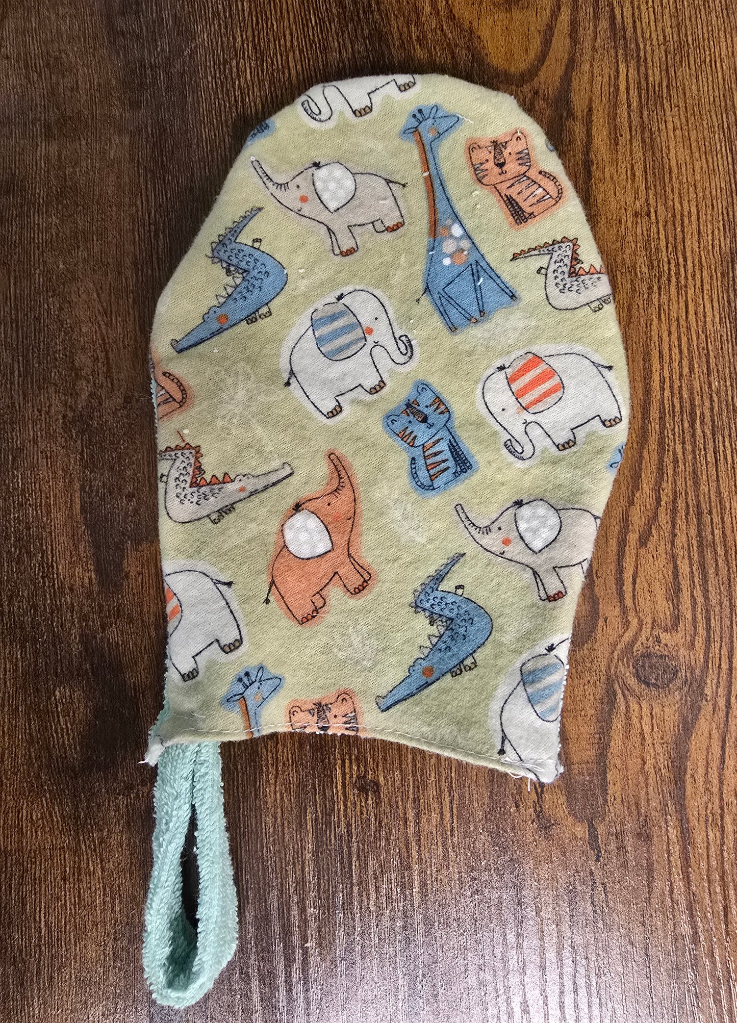 Reversible Hooded Baby Towel and Bathing Mitt