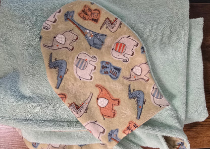 Reversible Hooded Baby Towel and Bathing Mitt