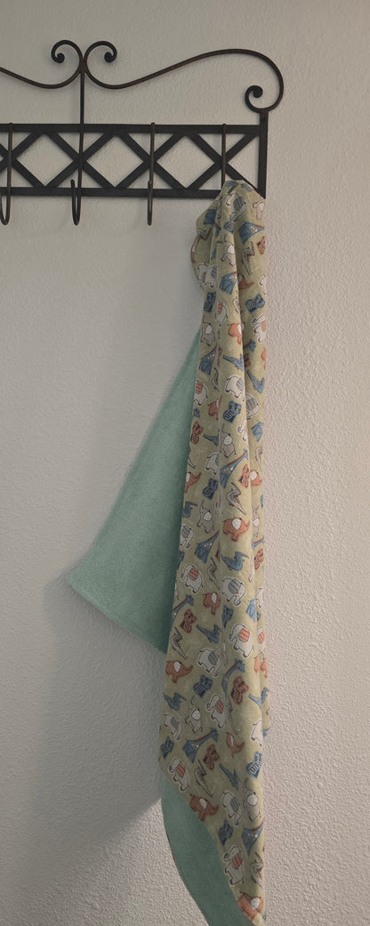 Reversible Hooded Baby Towel and Bathing Mitt