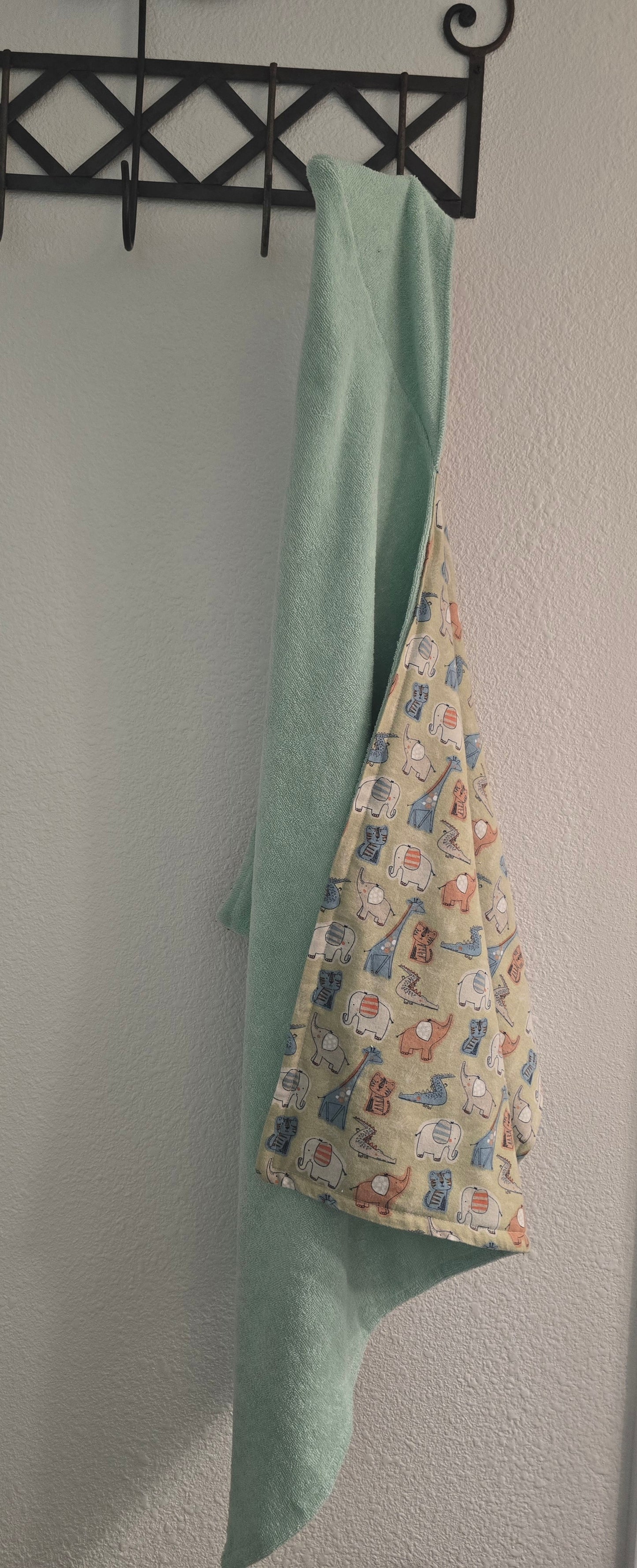 Reversible Hooded Baby Towel and Bathing Mitt